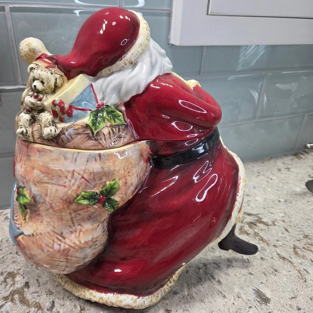Certified International Enchanted Santa Cookie Jar Susan Winget Christmas Decor